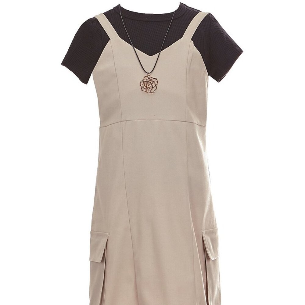 NWT- Tween Diva Sleeveless Cargo Pocket Jumper and T-shirt Set Sz 14